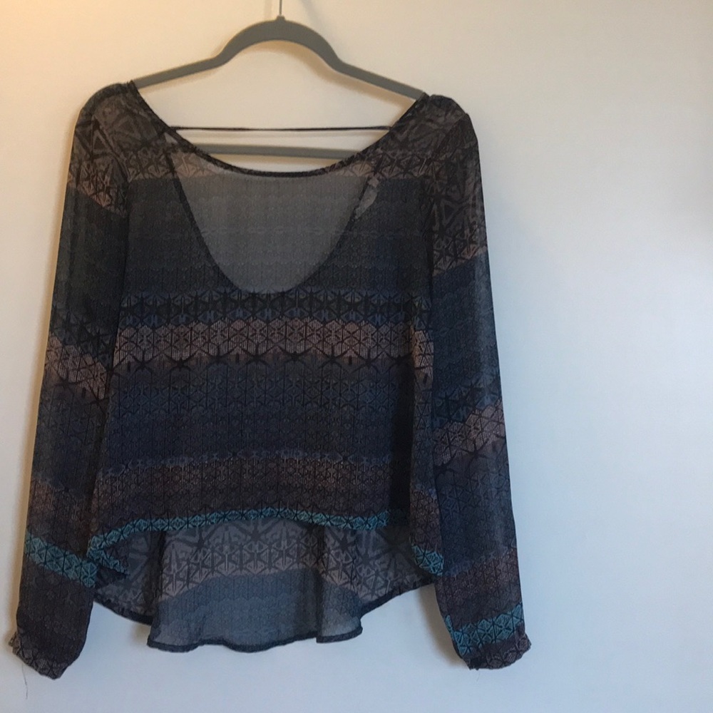 Sheer long sleeve with open back